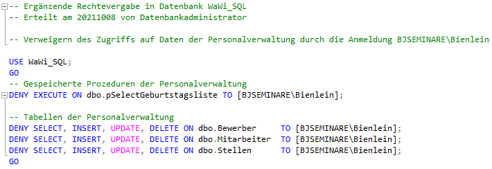 Rechtevergabe per T-SQL